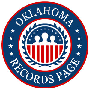 A red, white, and blue round logo with the words Oklahoma Records Page