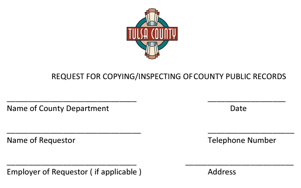 A screenshot of the form that allows the public to request all types of records online.